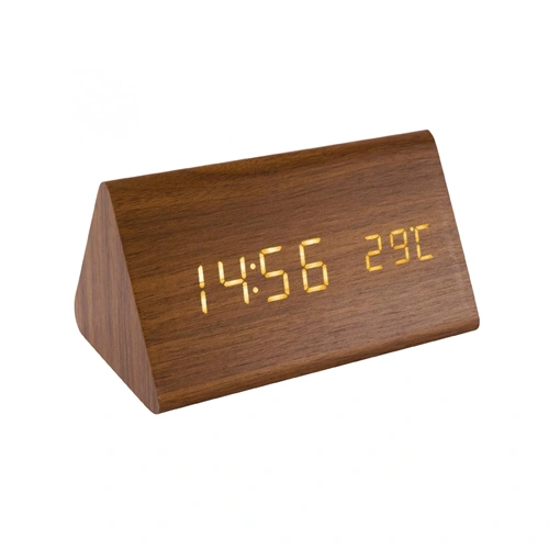 Ébresztőóra digitális, LED, fa, Tapssal kikapcsolható kijelző,   HOME OC 05 / RENDELÉSRE