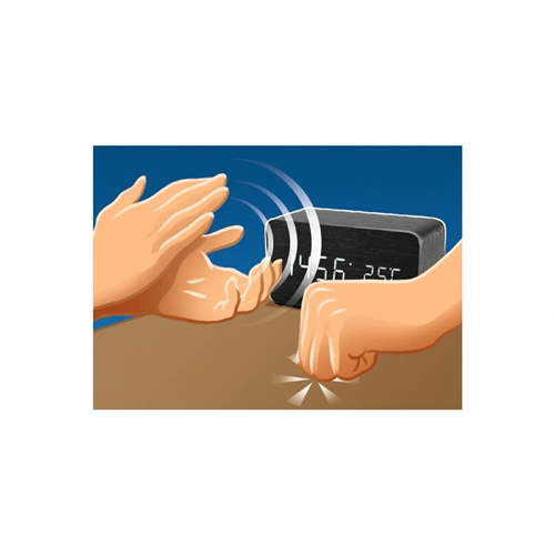 Ébresztőóra digitális, LED, fa, fekete, Tapssal kikapcsolható kijelző,  HOME OC 04 / RENDELÉSRE