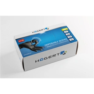 Eldobható nitril kesztyű, gyémánt textúrájú, fekete (100 db/csomag) HÖGERT HT5K774M