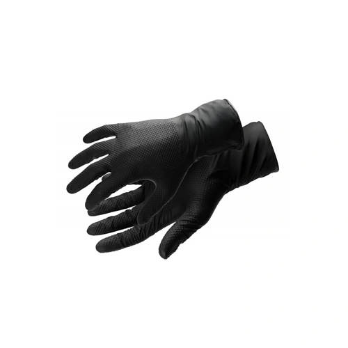 Eldobható nitril kesztyű, gyémánt textúrájú, fekete (100 db/csomag) HÖGERT HT5K774XL 