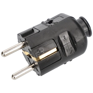 Földelt dugvilla, egyenes  kivezetéssel, fekete, 10A, IP20 / RENDELÉSRE