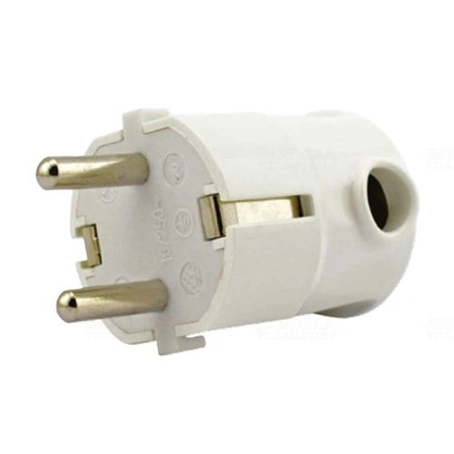 Földelt lengő dugvilla alsó kábelvezetéssel,  IP20, 16A, fehér