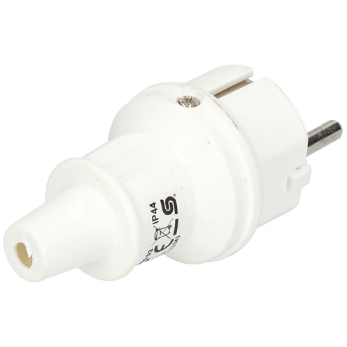 Földelt lengő dugvilla egyenes kábelvezetéssel, gumi, IP44, 16A, fehér