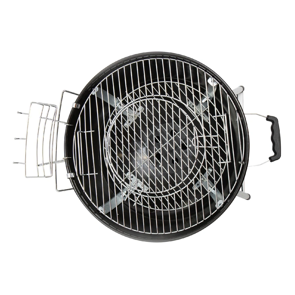 Gömbgrill, faszén, faszénbrikett, nyitható fedél, krómozott acél rostély, galvanizált acél széntartó, HOME GR03