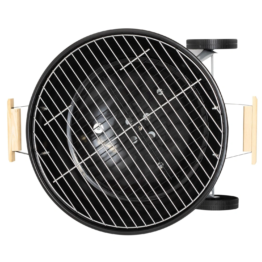 Gömbgrill, faszén, faszénbrikett, nyitható fedél, krómozott acél rostély, rozsdamentes hamugyűjtő tálca, HOME GR02