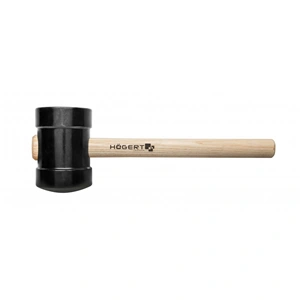 Gumikalapács fa nyéllel, 800g, fekete, sima és gömbölyű fejű, HÖGERT HT3B045  / RENDELÉSRE