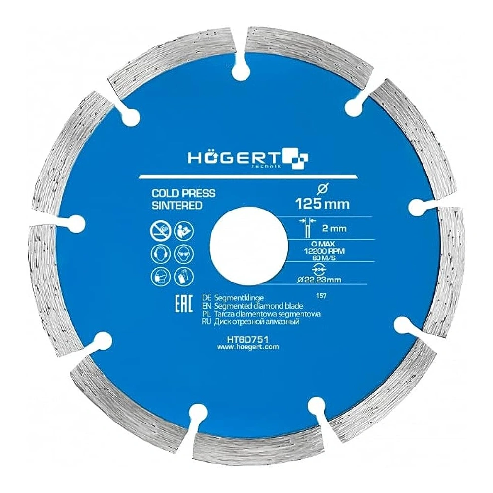 Gyémánt vágótárcsa 125 mm szegmentált, HÖGERT HT6D751