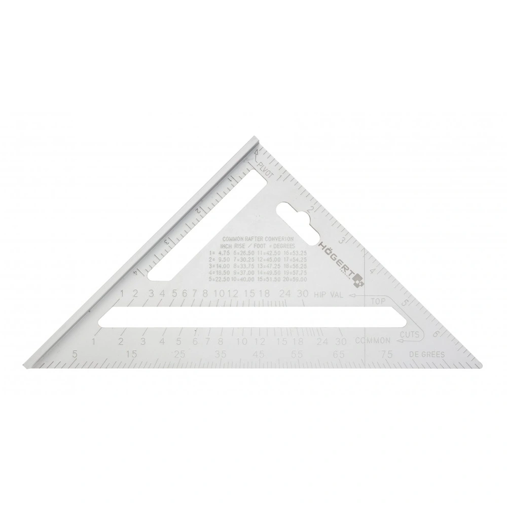 Háromszög vonalzó, alumínium, 185 mm, HÖGERT HT4M216
