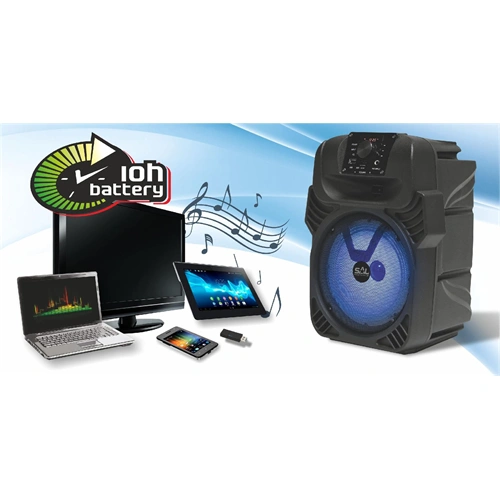 Hordozható party hangdoboz 2 utas beépített akkuval és LED fénnyel, bluetooth, KARAOKE, 40W, SAL PAR 20BT / RENDELÉSRE