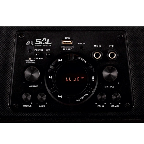 Hordozható party hangdoboz beépített akkumulátorral és LED fénnyel, bluetooth, KARAOKE, 80W, SAL PAR 219BT / RENDELÉSRE