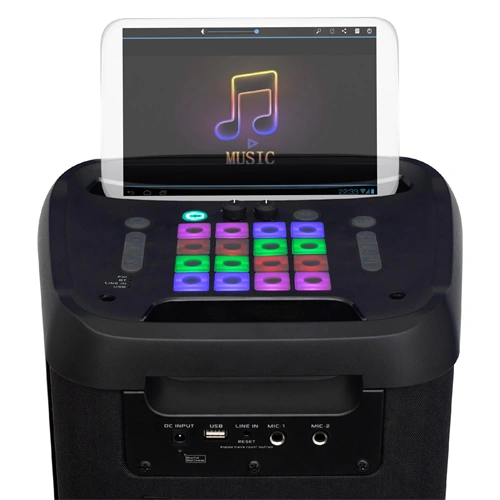 Hordozható party hangdoboz, beépített akkuval és LED fénnyel, bluetooth, KARAOKE, 120W,  SAL PAR 221DJ / RENDELÉSRE