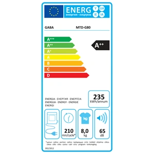 Hőszivattyús szárítógép, A++, 8 Kg, fehér Gaba MTD-G80 / RENDELÉSRE