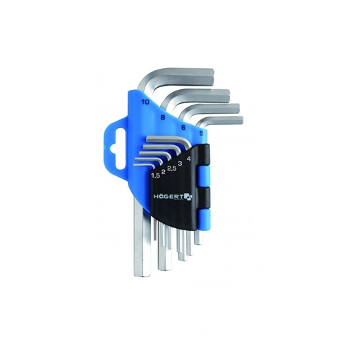 Imbuszkulcs készlet, 9 részes, HEX 1,5-10 mm, rövid , HÖGERT HT1W802