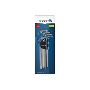 Imbuszkulcs készlet, 9 részes, TORX T10-T50 CrV, extra hosszú, HÖGERT HT1W818