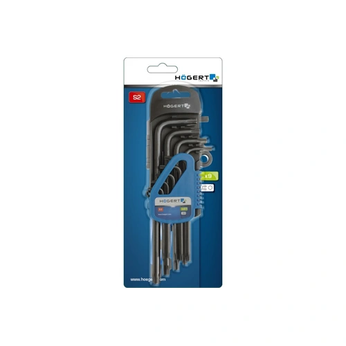 Imbuszkulcs készlet, 9 részes, TORX T10-T50, fekete, hosszú , HÖGERT HT1W816