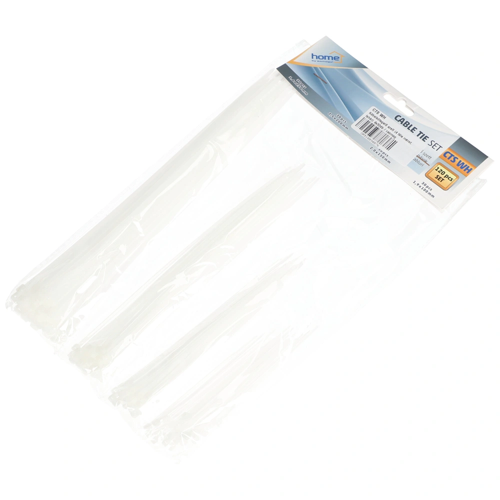 Kábelkötegelő szett (4 féle méret, fehér) 4x30db / csomag
