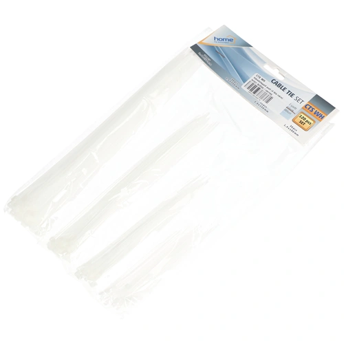 Kábelkötegelő szett (4 féle méret, fehér) 4x30db / csomag