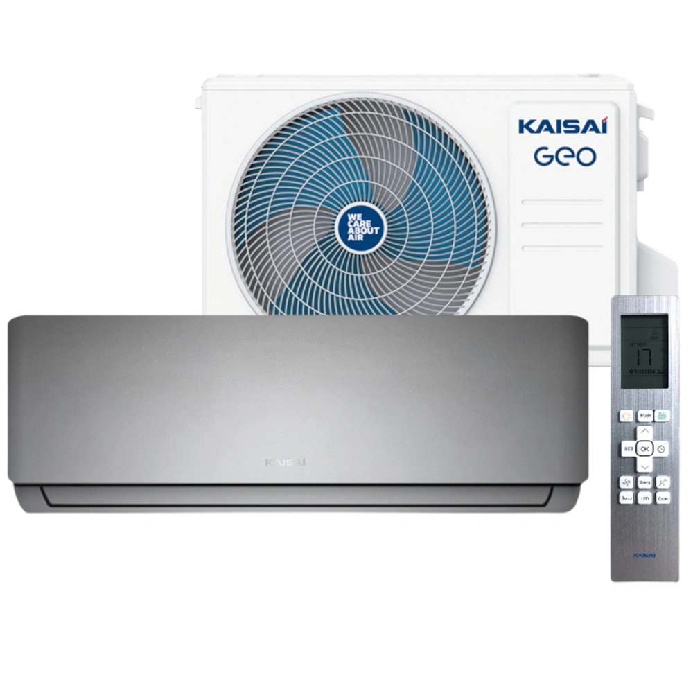Kaisai GEO oldalfali 3.5 kW hűtő-fűtő klíma szett, szürke, Csepptálcafűtés