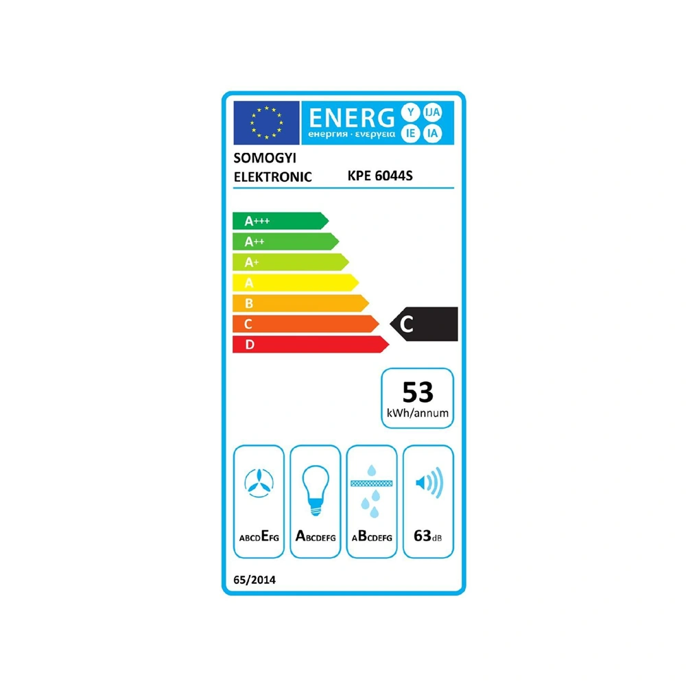 Konyhai páraelszívó TWISTER, 2 sebességfokozat, légszállítás: 440 m3/h, 105 W, HOME KPE 6044S / RENDELÉSRE