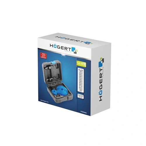Körkivágó készlet 14 részes, 19-75mm, műanyag koffer, HÖGERT HT6D464