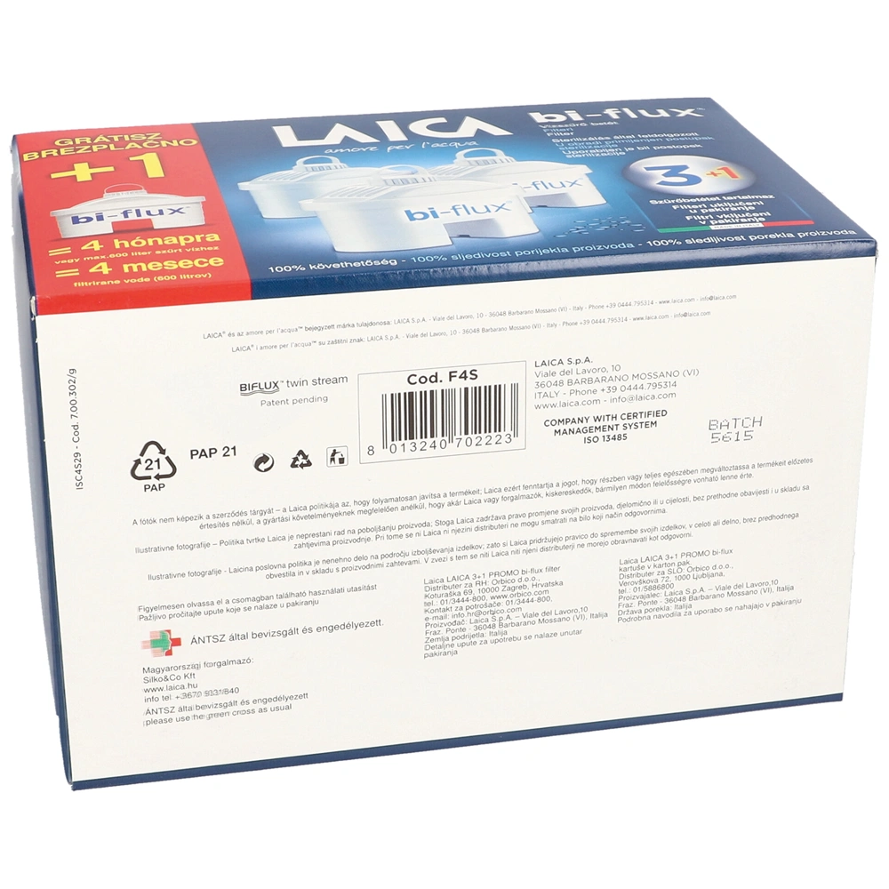 LAICA Kancsóhoz Bi-Flux szűrő 3db +1db ajándék