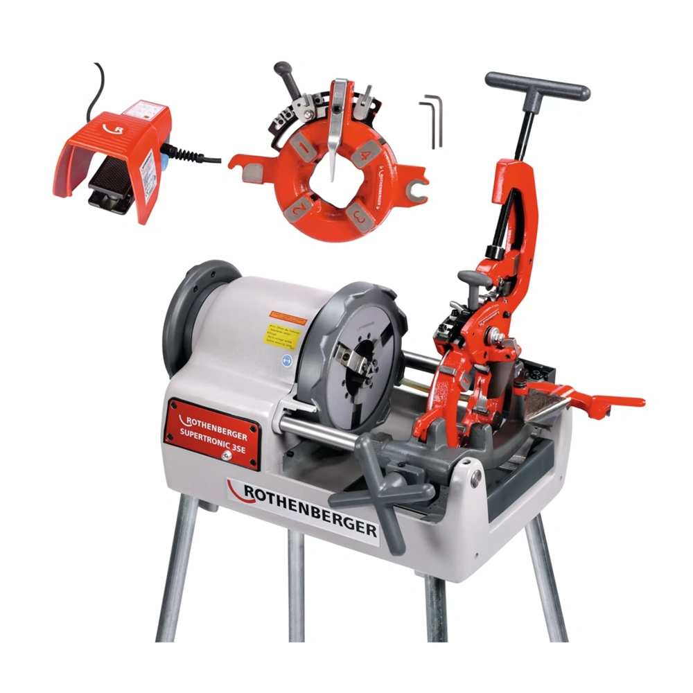 Menetmetsző gép SUPERTRONIC 3 SE, állványos, lábkapcsolóval BSPT R vágófej, 230 V ROTHENBERGER 56255 / RENDELÉSRE