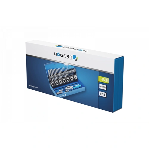 Menetmetsző, menetfúró készlet 32 részes, HÖGERT HT3B582  / RENDELÉSRE