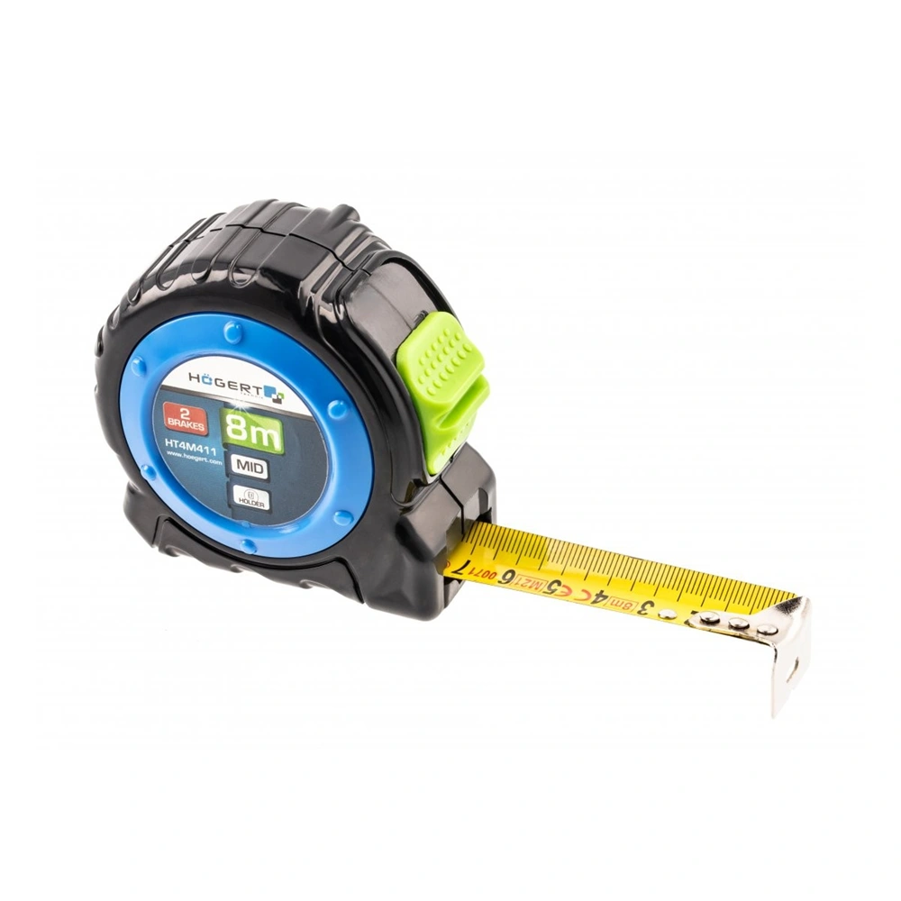 Mérőszalag, mágneses, 2 fékezőgomb, MID tanúsítvány, 8 m x 25  mm, HÖGERT HT4M411