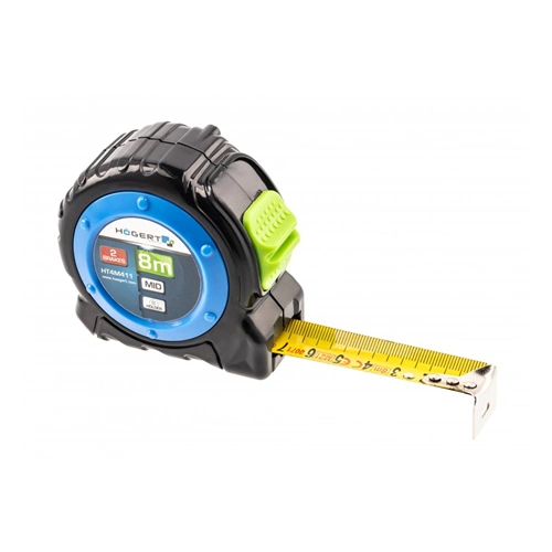 Mérőszalag, mágneses, 2 fékezőgomb, MID tanúsítvány, 8 m x 25  mm, HÖGERT HT4M411