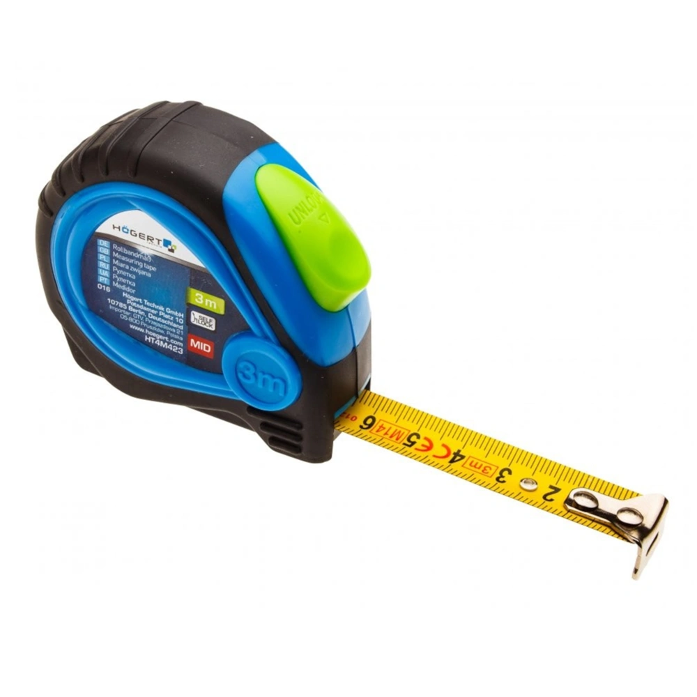 Mérőszalag, mágneses, záras, nylon bevonat, MID tanúsítvány, 3 m x 16  mm, HÖGERT HT4M423