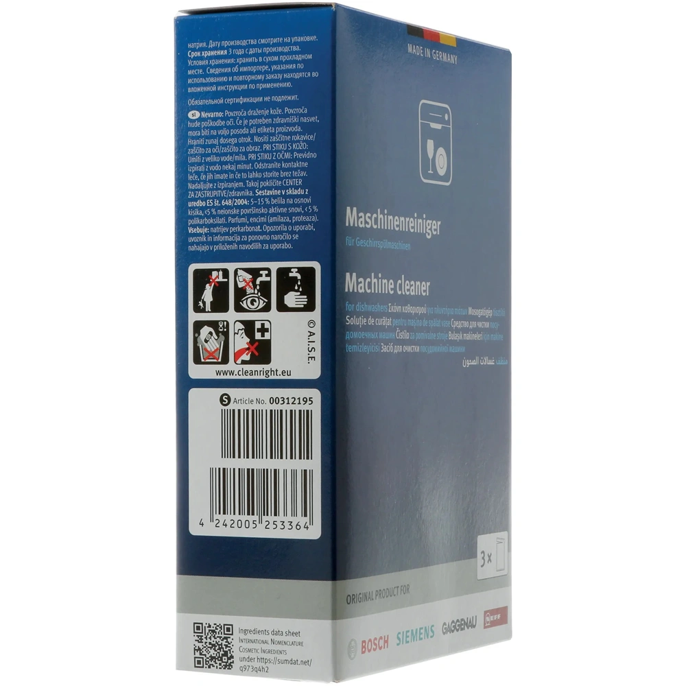 Mosogatógép tisztítópor 3x45g (eredeti) BOSCH mosogatógép