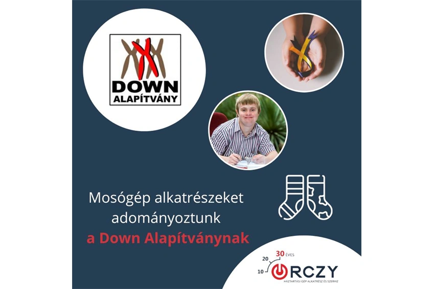 Mosógép alkatrészeket adományoztunk a Down Alapítványnak
