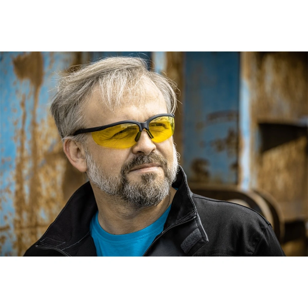 Munkavédelmi szemüveg, sárga színű lencse, állítható szár, karcálló, HÖGERT HT5K006