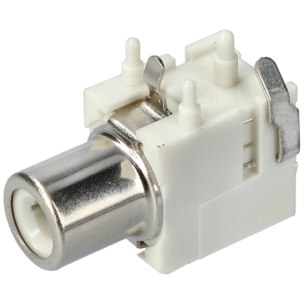 Nyákba szerelhető RCA aljzat (fehér) 90°-os / RENDELÉSRE