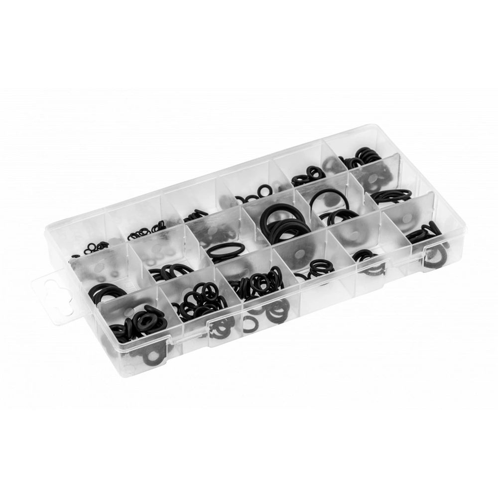 O-gumigyűrű készlet, 225 részes, fekete 3-22  mm, olaj és benzin álló, HÖGERT HT8G509