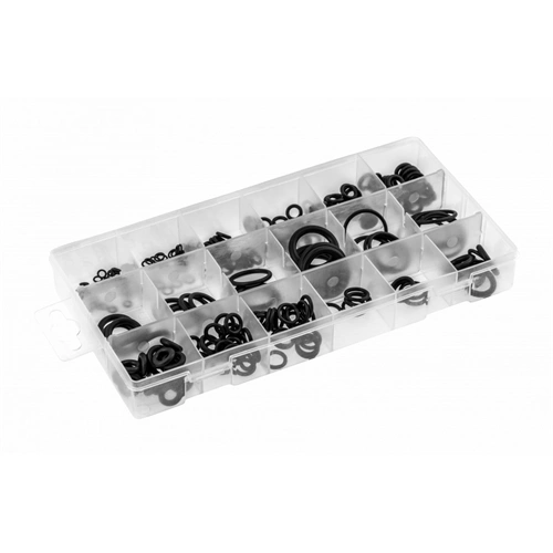 O-gumigyűrű készlet, 225 részes, fekete 3-22  mm, olaj és benzin álló, HÖGERT HT8G509