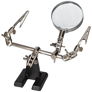 Paneltartó forrasztáshoz, barkácsoláshoz, nagyítóval és krokodilcsipeszekkel (FAHRENHEIT 10102)