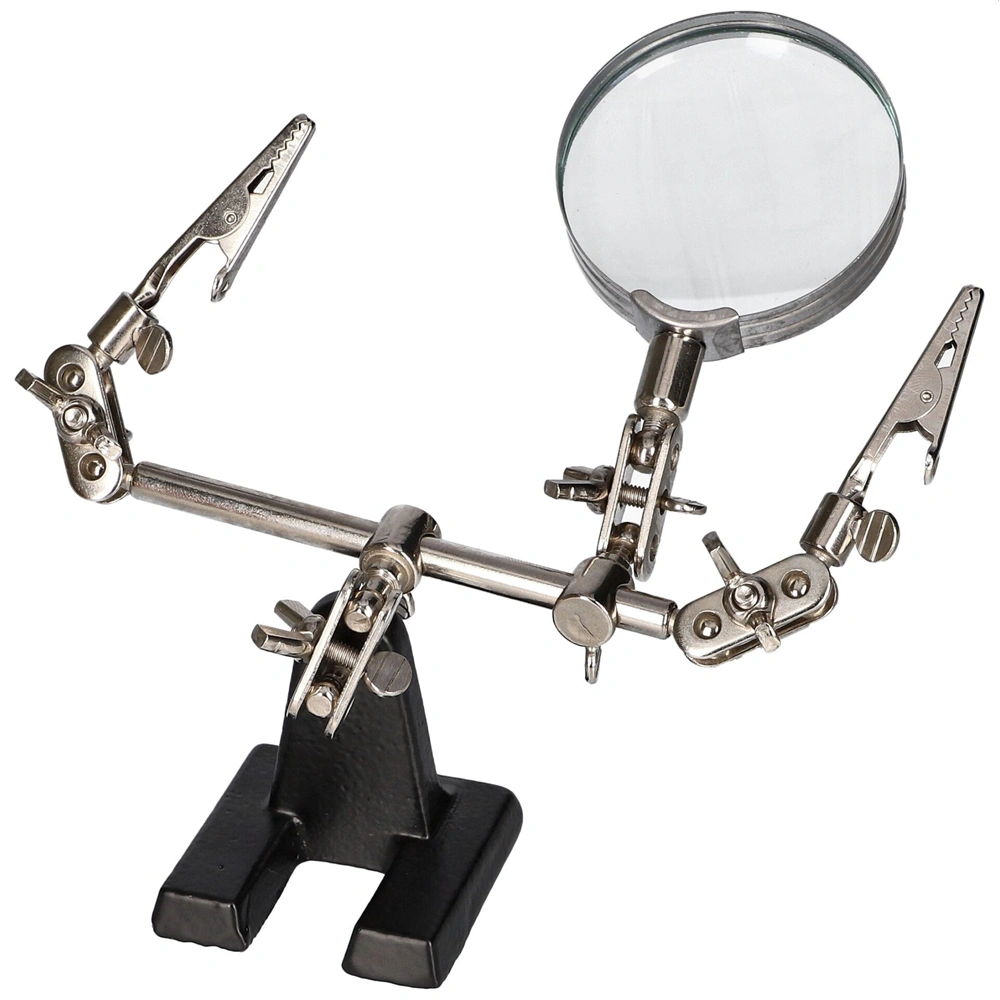 Paneltartó forrasztáshoz, barkácsoláshoz, nagyítóval és krokodilcsipeszekkel (FAHRENHEIT 10102)