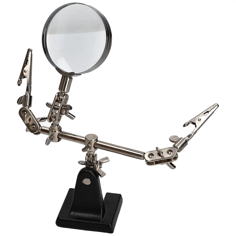 Paneltartó forrasztáshoz, barkácsoláshoz, nagyítóval és krokodilcsipeszekkel (FAHRENHEIT 10102)