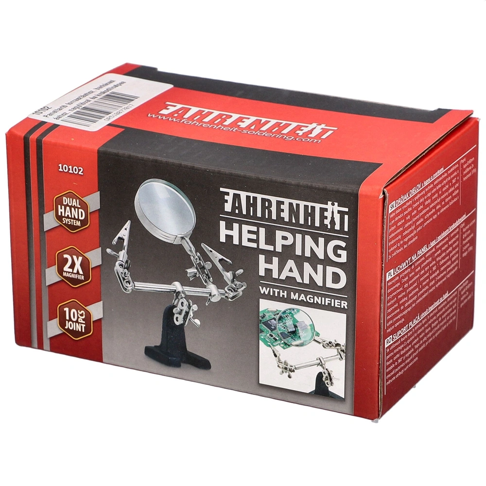 Paneltartó forrasztáshoz, barkácsoláshoz, nagyítóval és krokodilcsipeszekkel (FAHRENHEIT 10102)