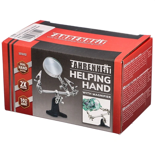 Paneltartó forrasztáshoz, barkácsoláshoz, nagyítóval és krokodilcsipeszekkel (FAHRENHEIT 10102)