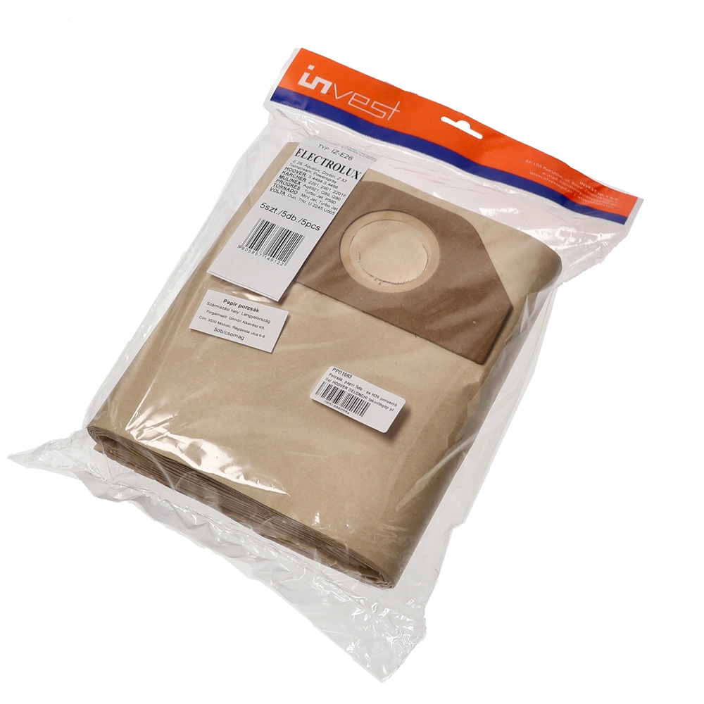 Porzsák, papír 5db-os H39 (univerzális) HOOVER DELONGHI takarítógép pl: M31, K1 Z65 