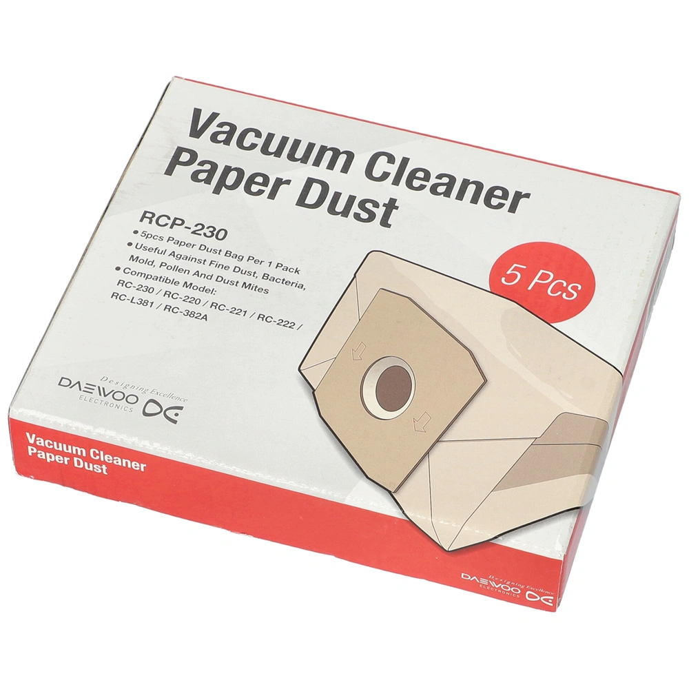 Porzsák, papír 5db-os Y17 (univerzális) DAEWOO porszívó pl: RC805, 300, 350 RCP230