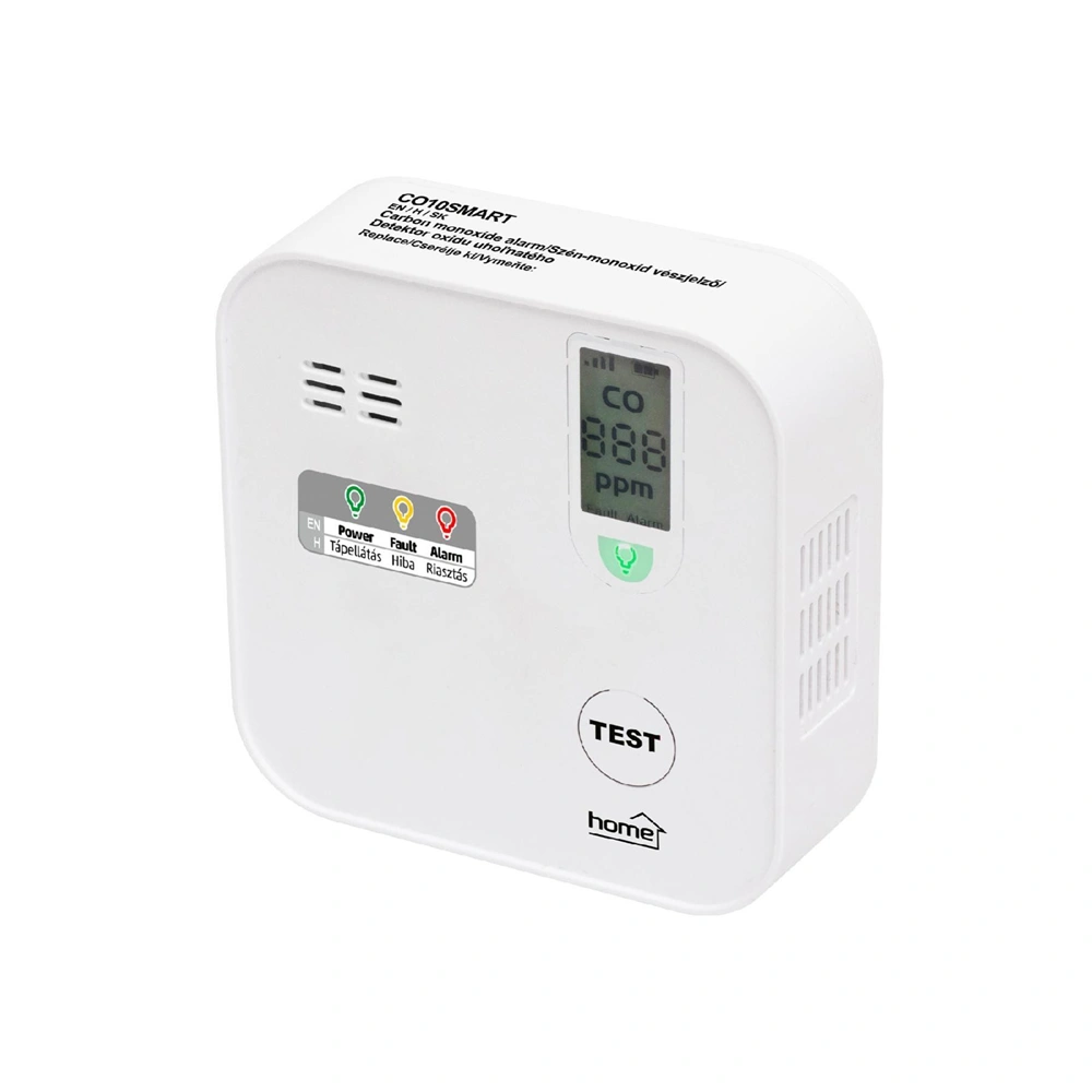 Szén-monoxid vészjelző, LCD kijelző, Tuya kompatibilis, Wi-Fi kapcsolat, HOME CO10SMART