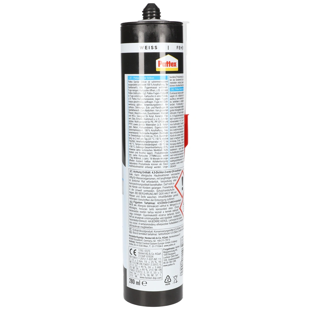 Szilikon, szaniter fehér 280ml PATTEX