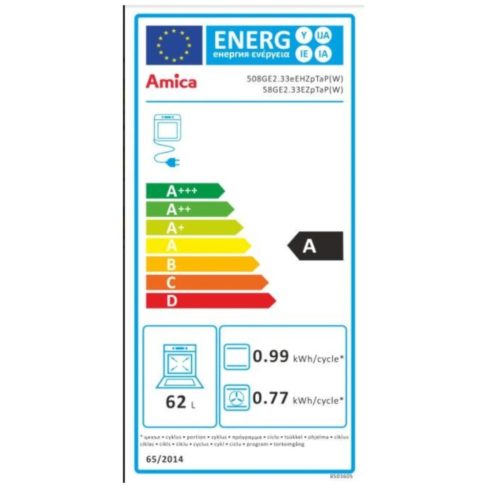 Tűzhely Amica 55898 ( 508GE2.33EHZpTaP(W)) fehér programórás , multifunkciós