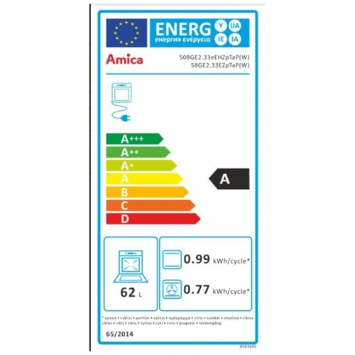Tűzhely Amica 55898 ( 508GE2.33EHZpTaP(W)) fehér programórás , multifunkciós