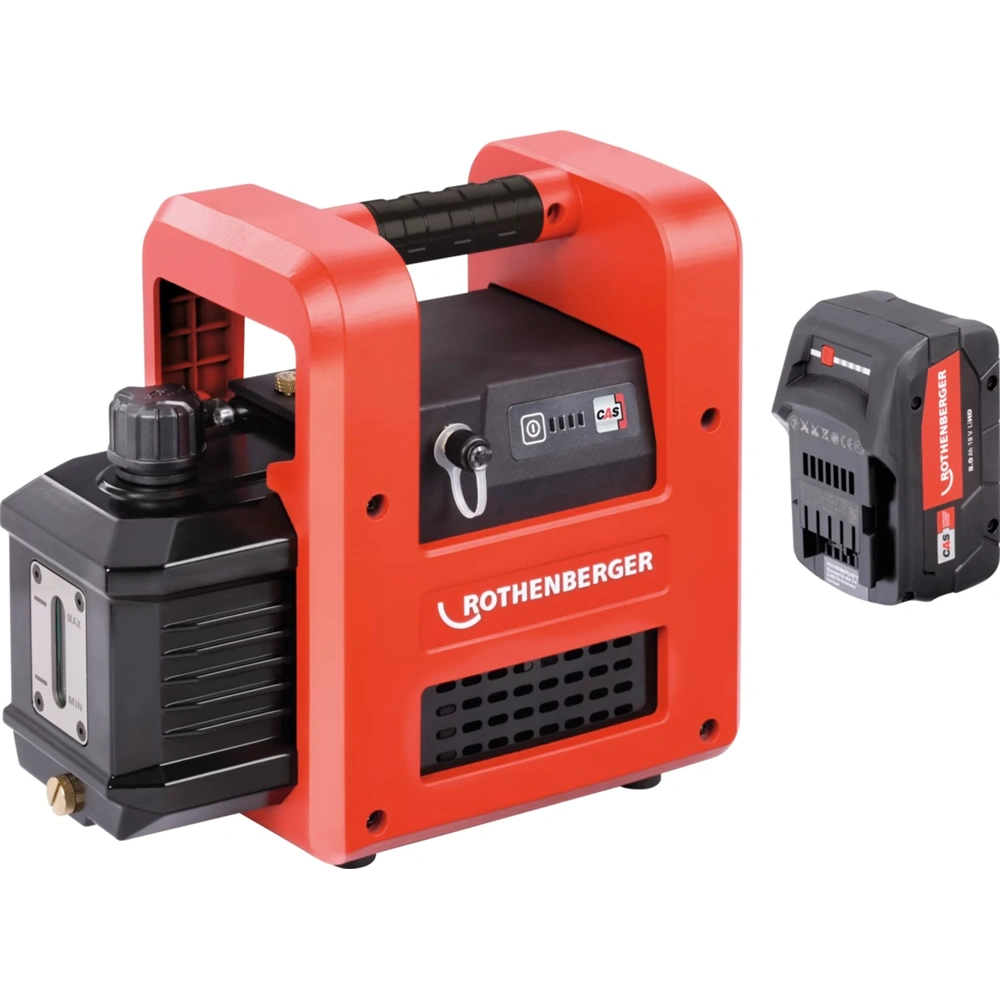 Vákuumszivattyú, 21 m3/h, ROAIRVAC R32 5.0 CL, 230V, 350L / perc, 8 Ah akkuval, ROTHENBERGER 1000003233 / RENDELÉSRE