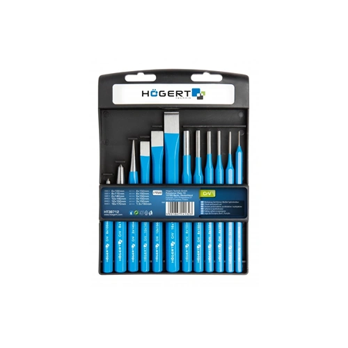 Véső és pontozó készlet, 12 részes , HÖGERT HT3B712